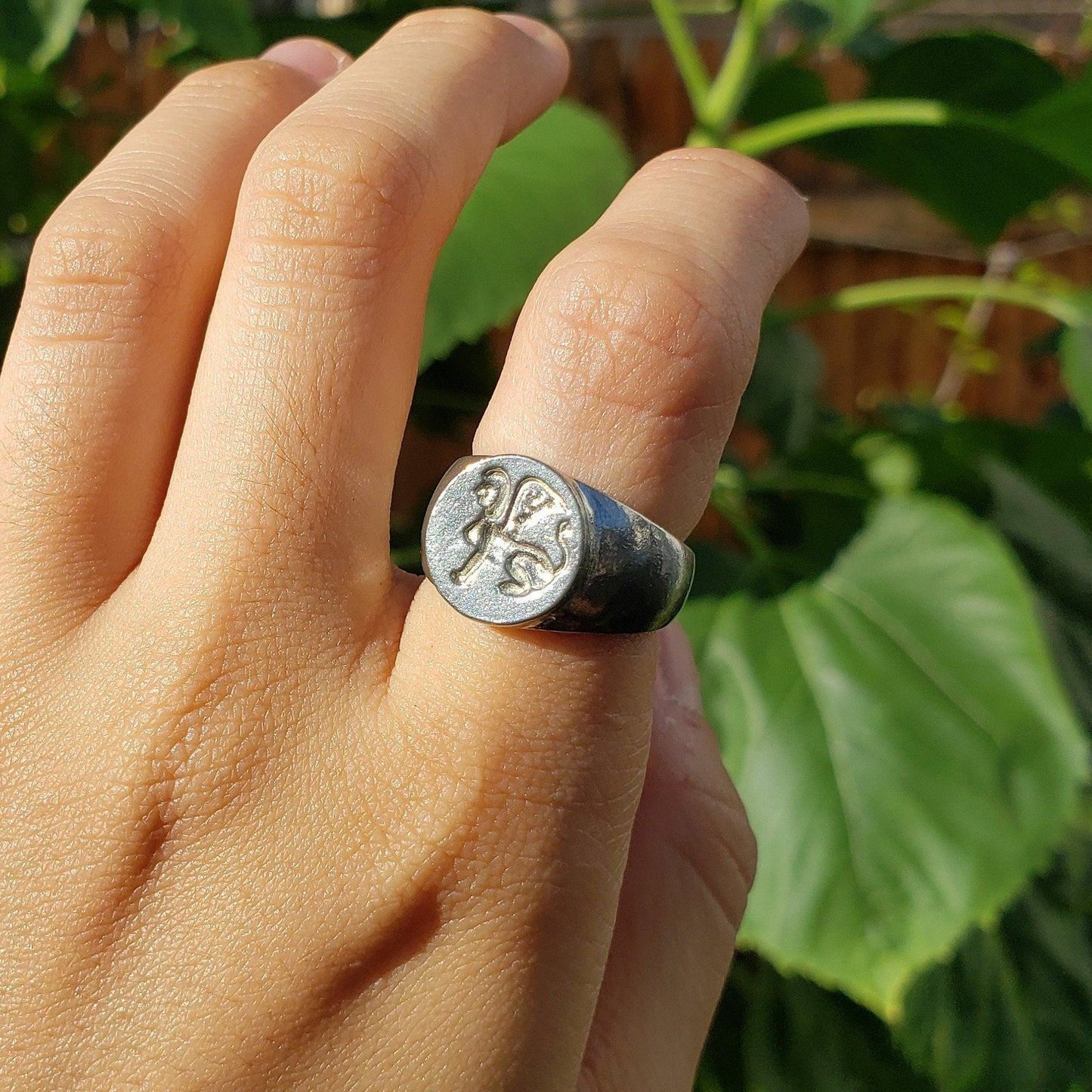 Sphinx wax seal signet ring