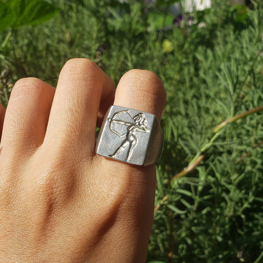 Sagittarius archer wax seal signet ring