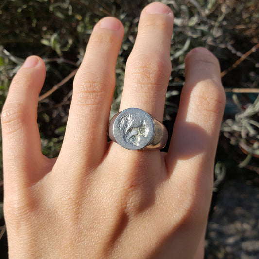 Squirrel wax seal signet ring
