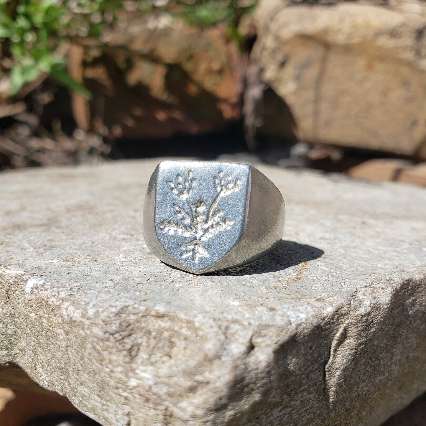 Voynich plant wax seal signet ring