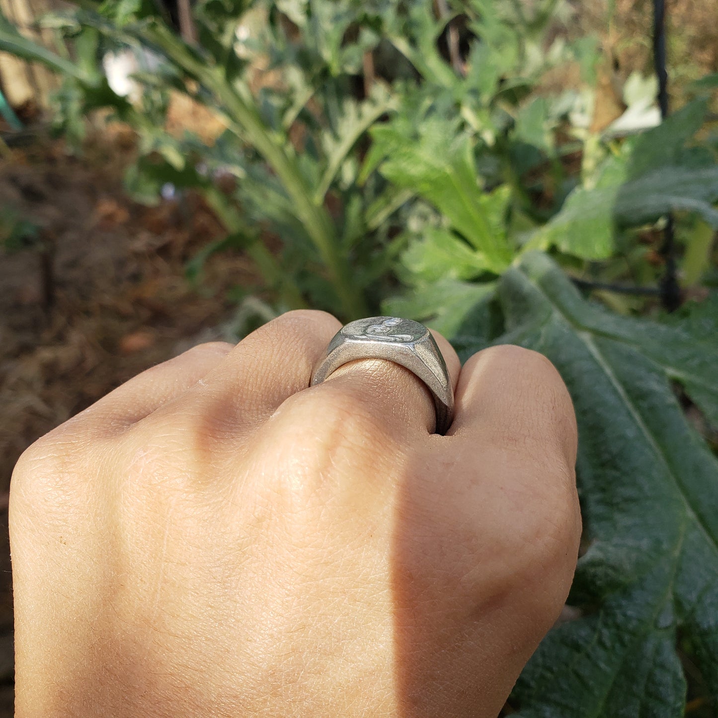 Seated haenyeo wax seal signet ring