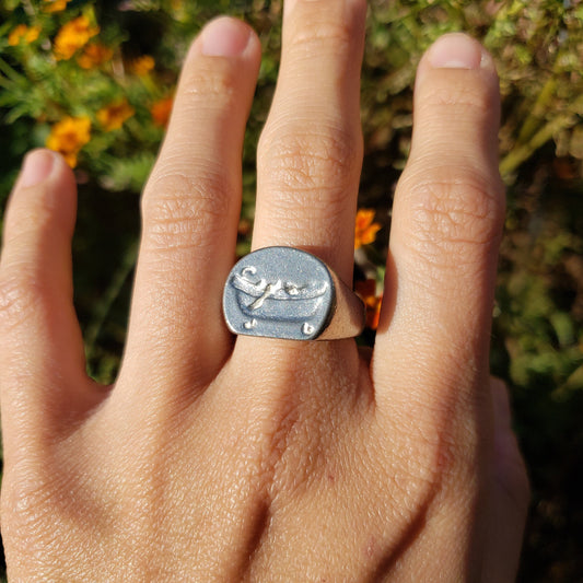 Hot bath wax seal signet ring