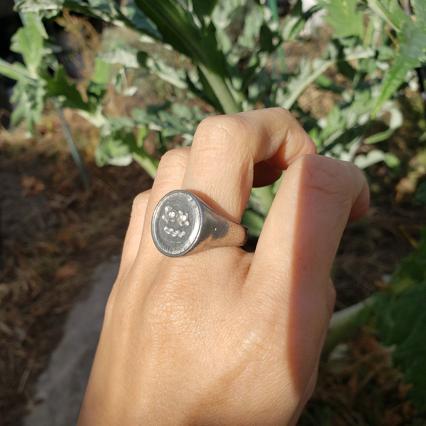 Breakfast face wax seal signet ring
