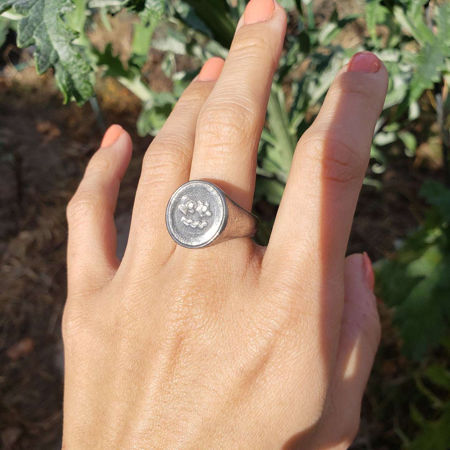 Breakfast face wax seal signet ring