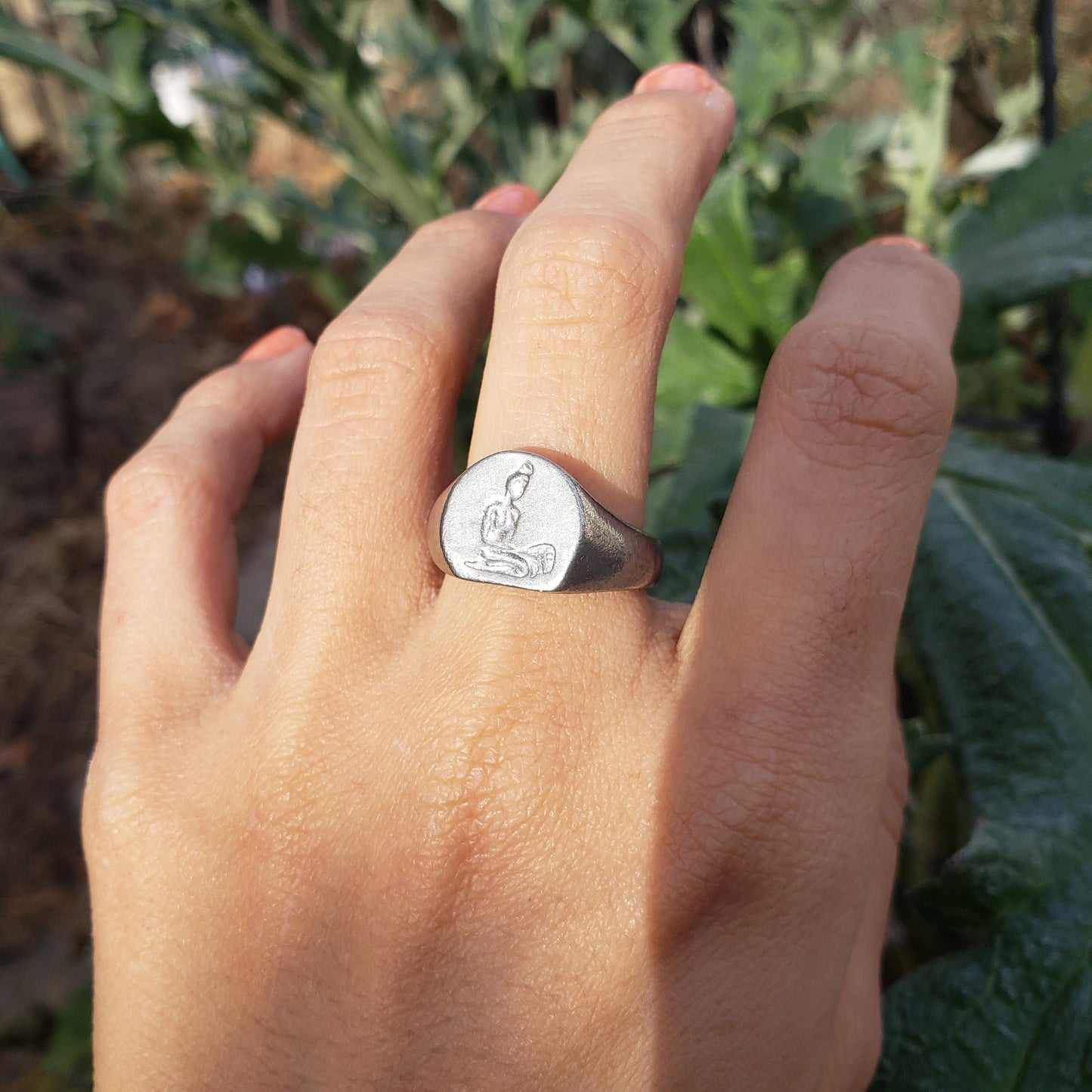 Seated haenyeo wax seal signet ring