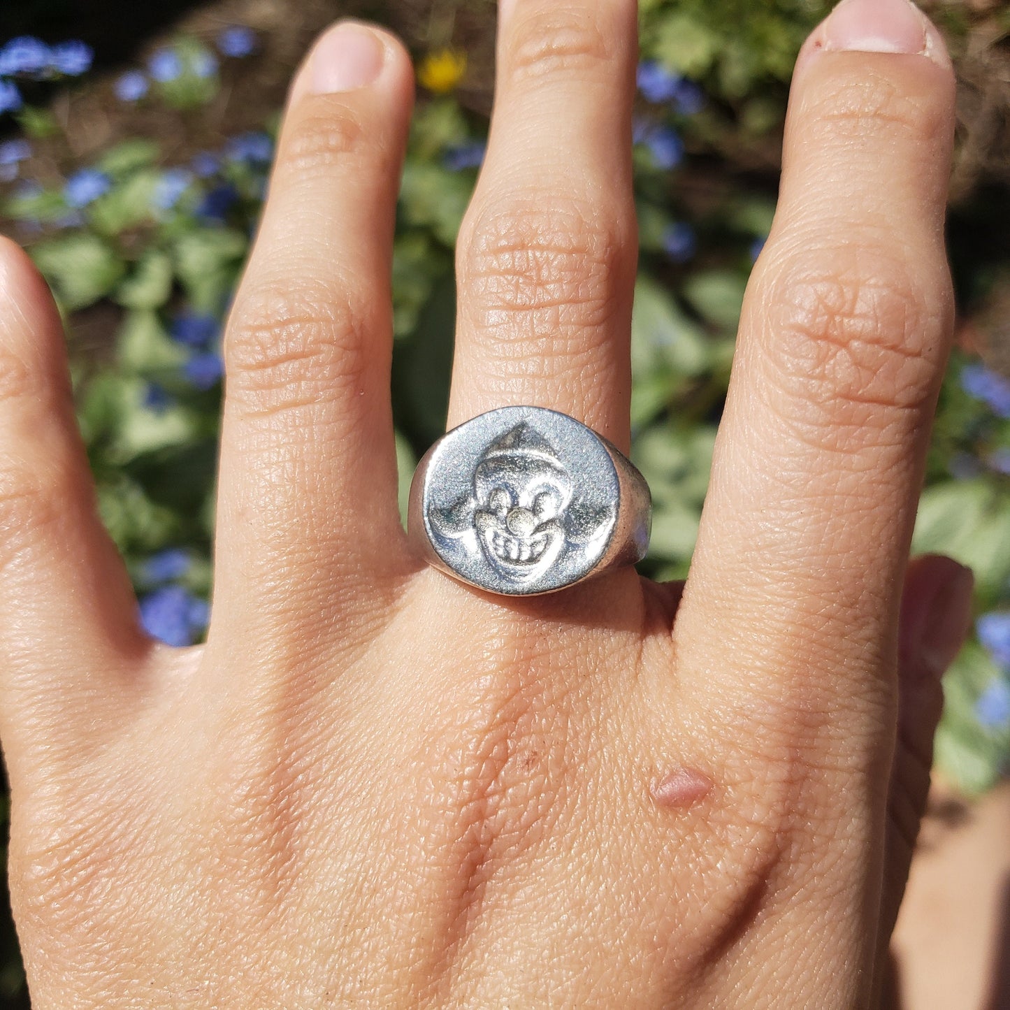 Clown face wax seal signet ring