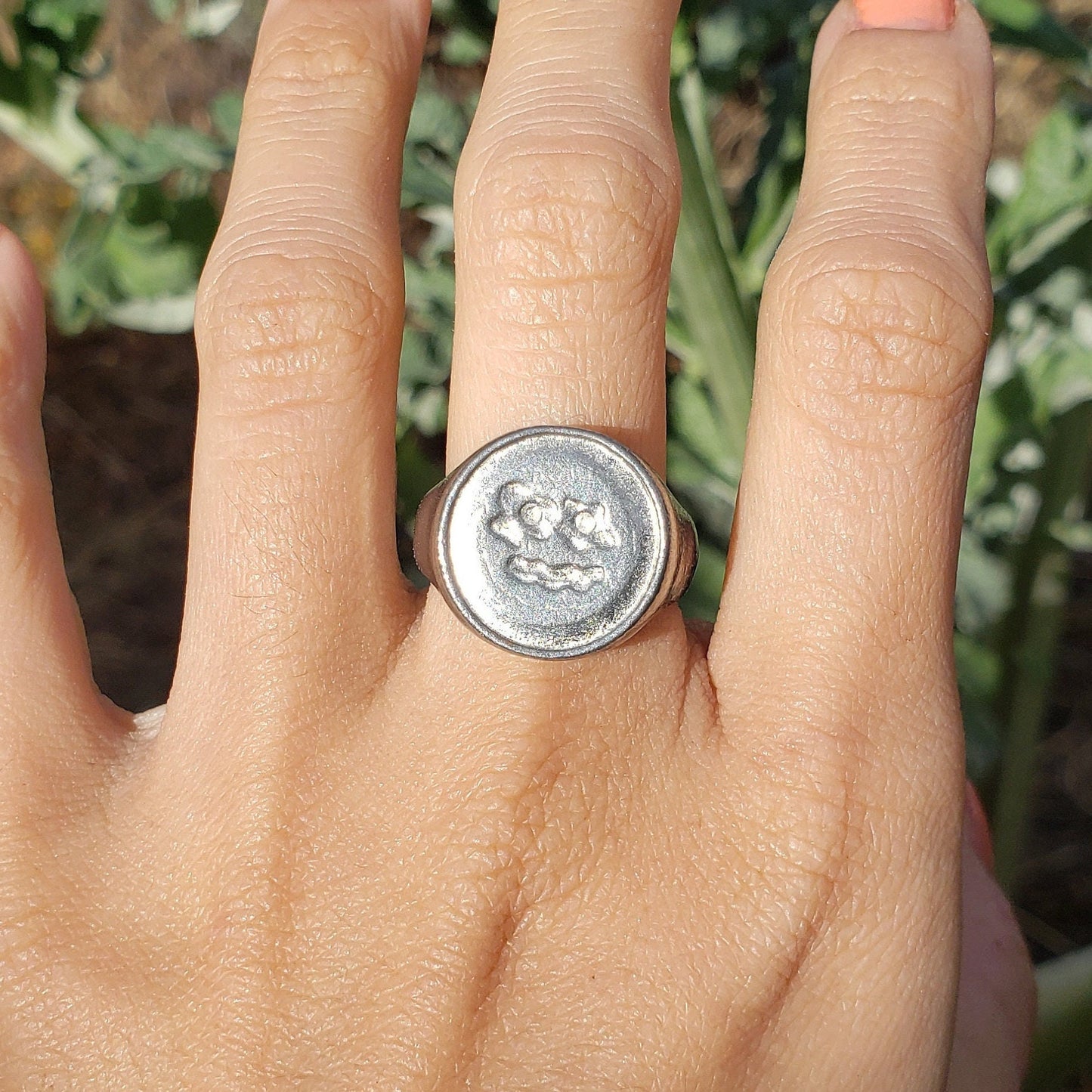 Breakfast face wax seal signet ring