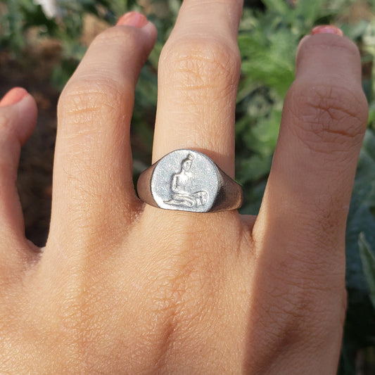 Seated haenyeo wax seal signet ring