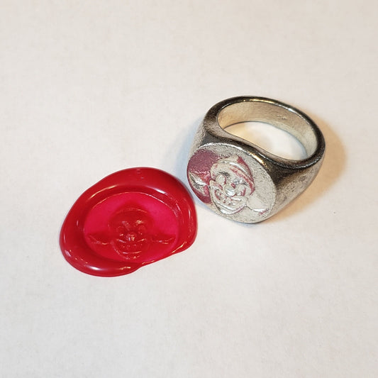 Clown face wax seal signet ring