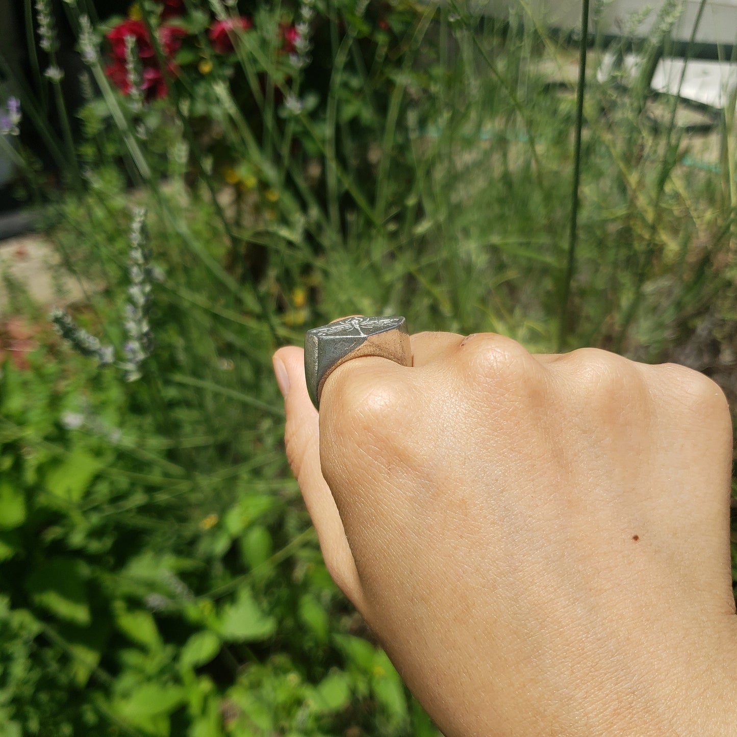 Dragonfly wax seal signet ring