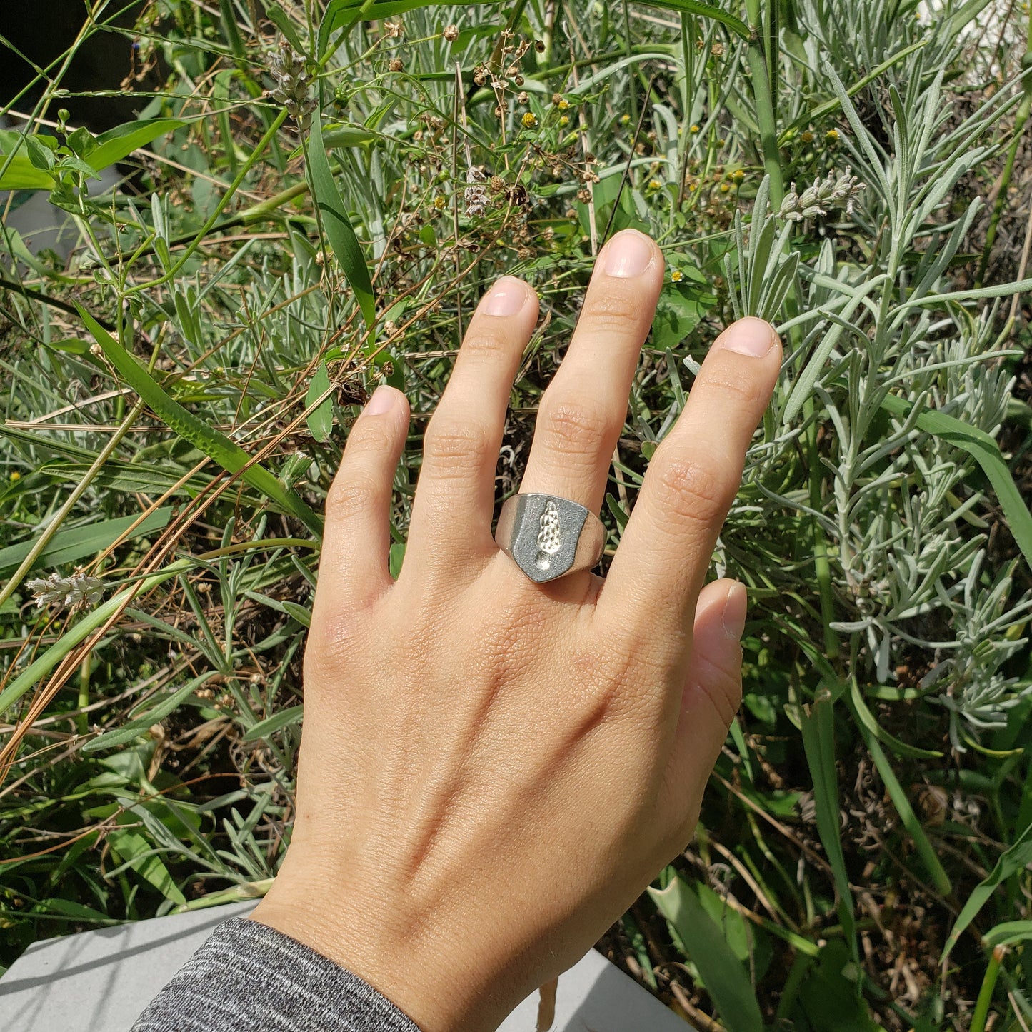 Morel mushroom wax seal signet ring