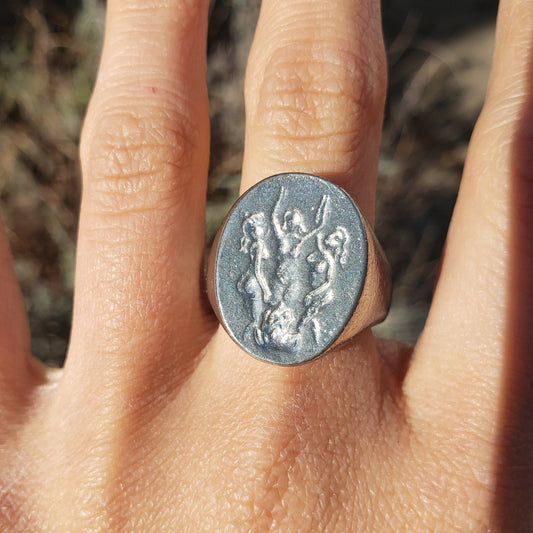 three fates fire dance wax seal signet ring