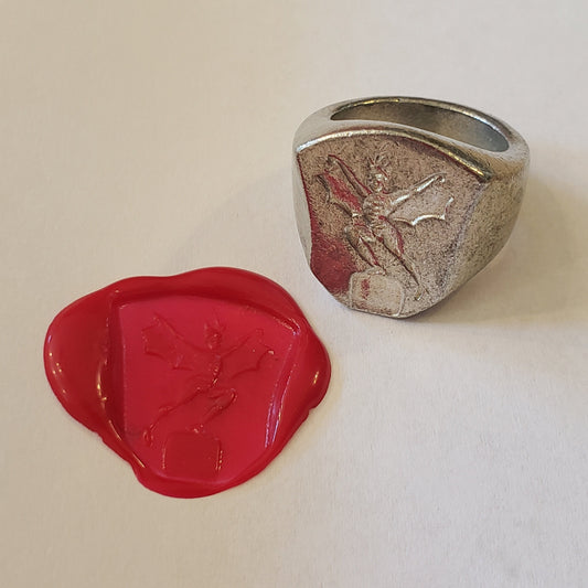 Spring heel jack wax seal signet ring