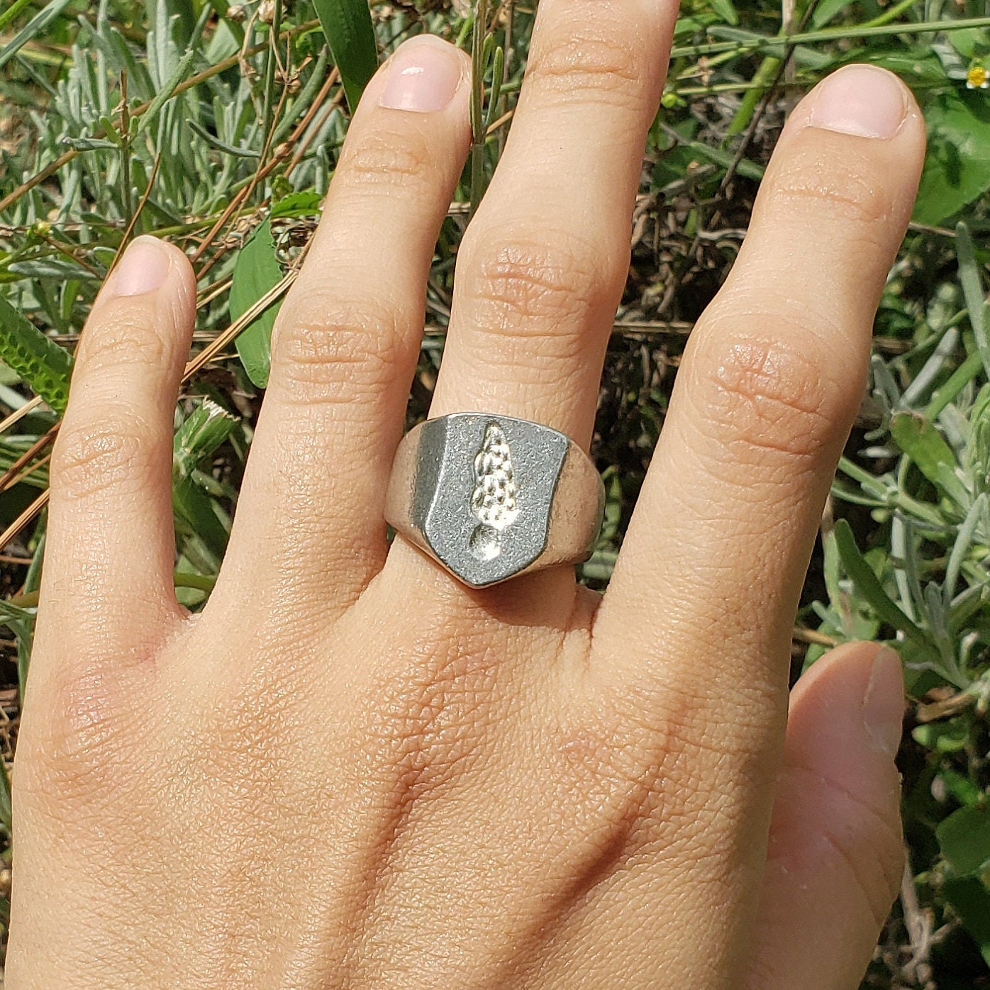 Morel mushroom wax seal signet ring