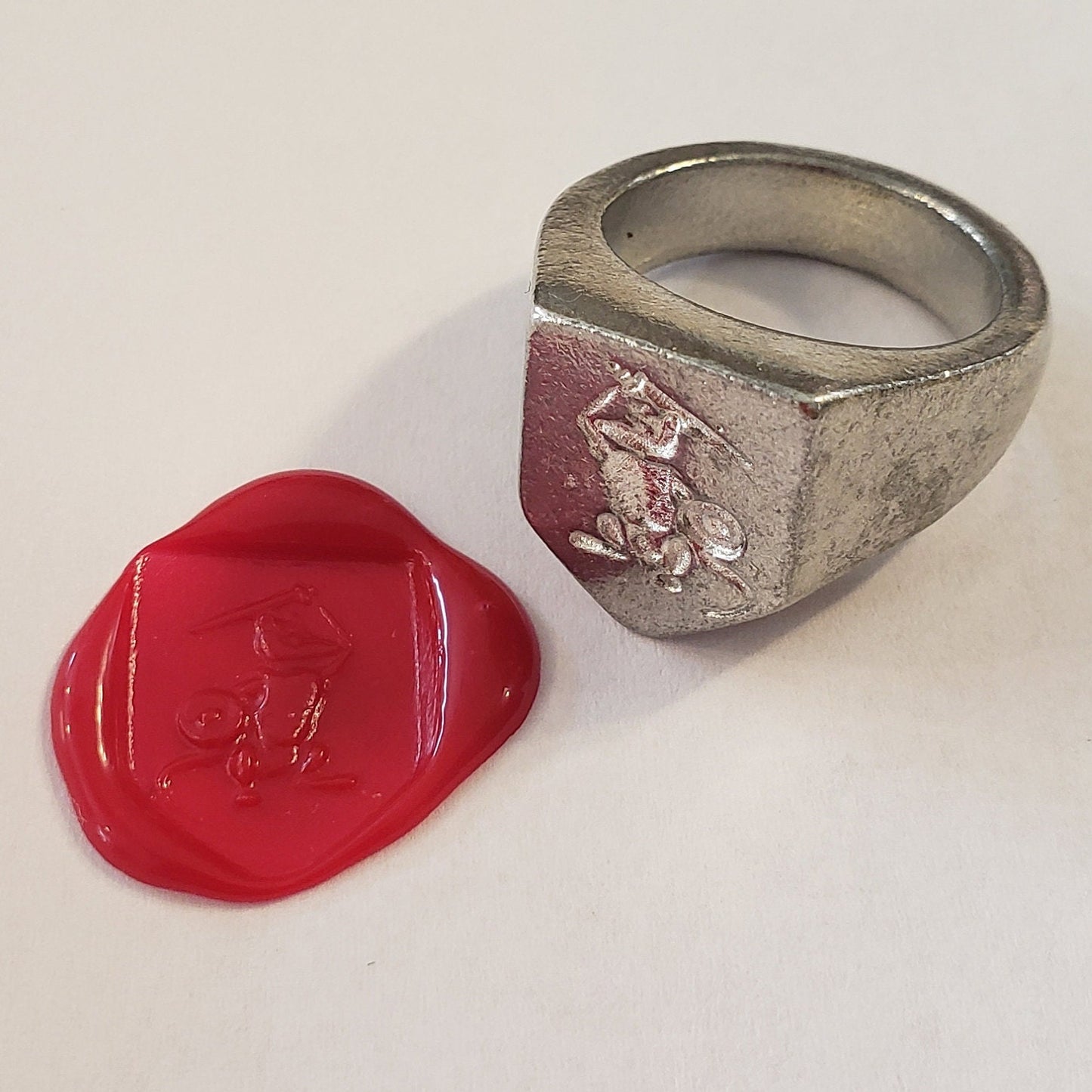 Knight mouse wax seal signet ring