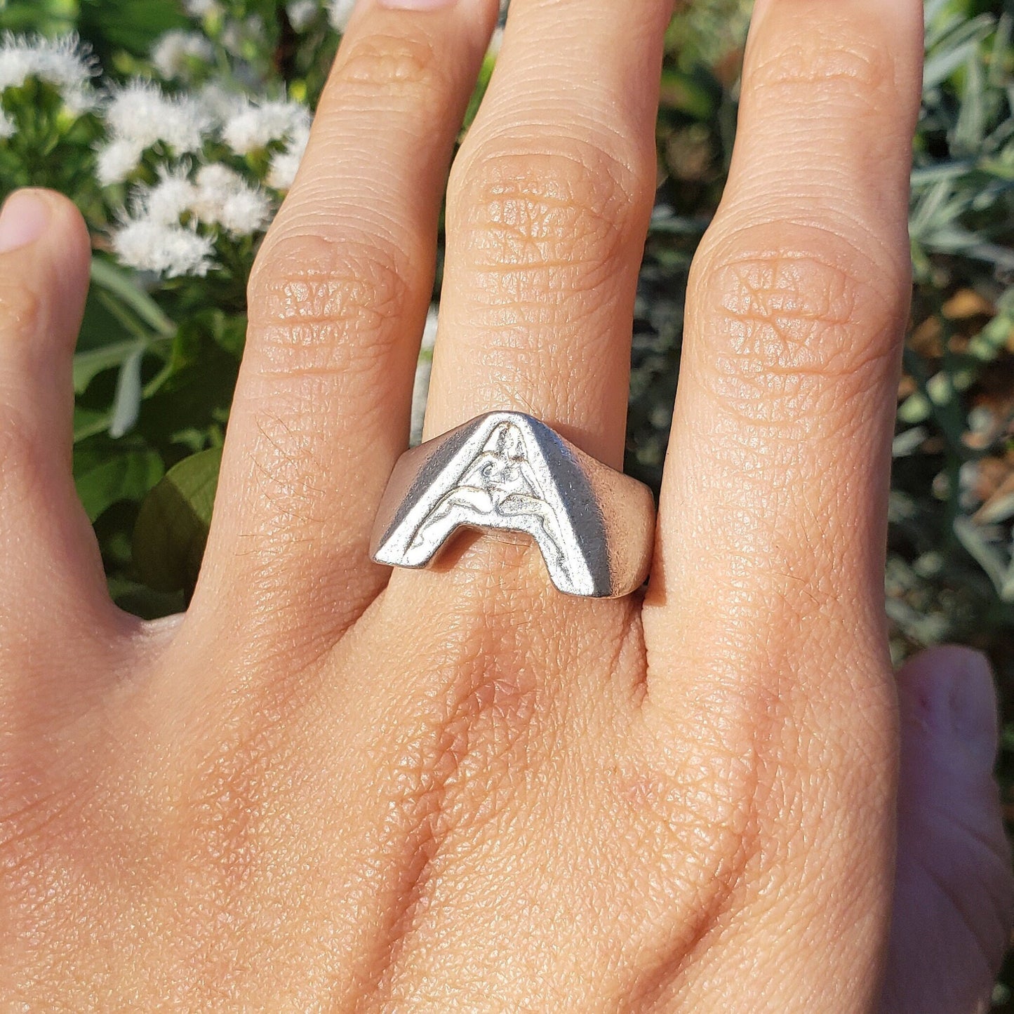 Body letter "A" squatting wax seal signet ring