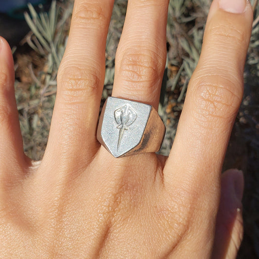 Sting ray wax seal signet ring