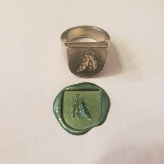 Bean pod wax seal signet ring