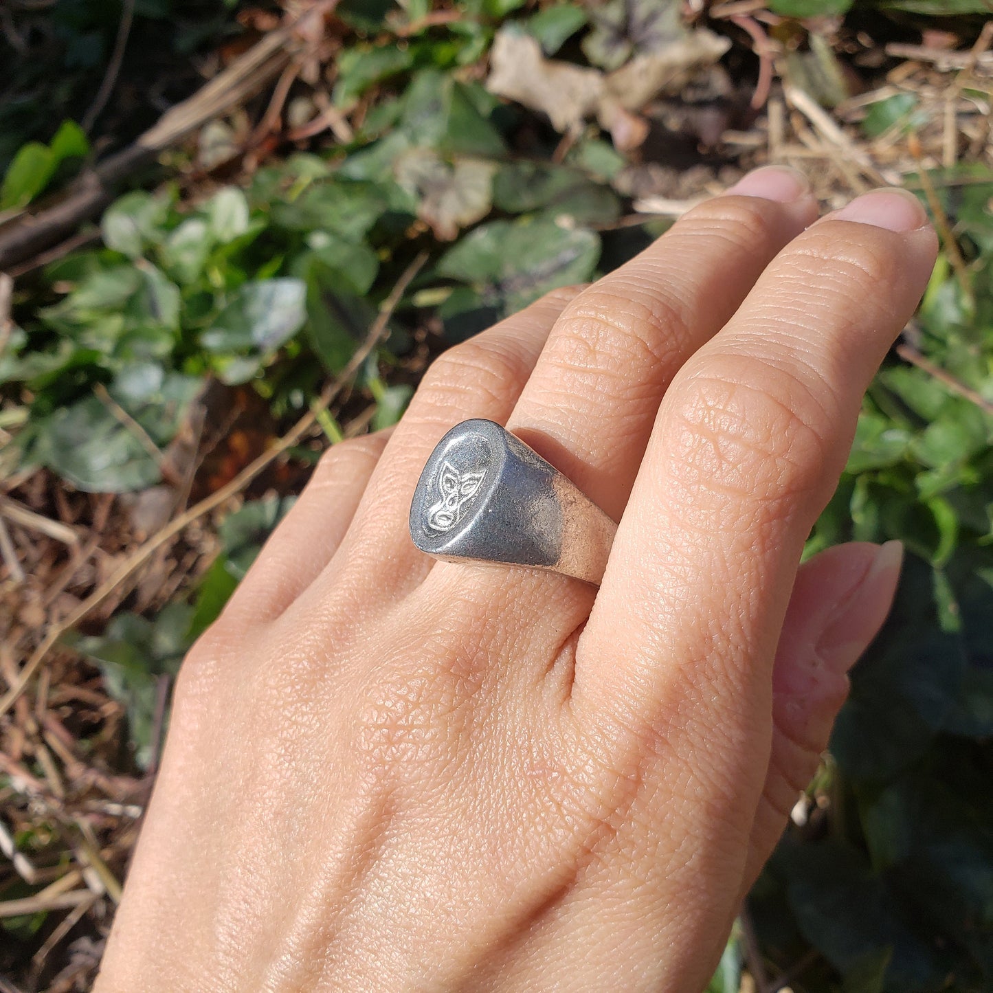 Luchador mask wax seal signet ring