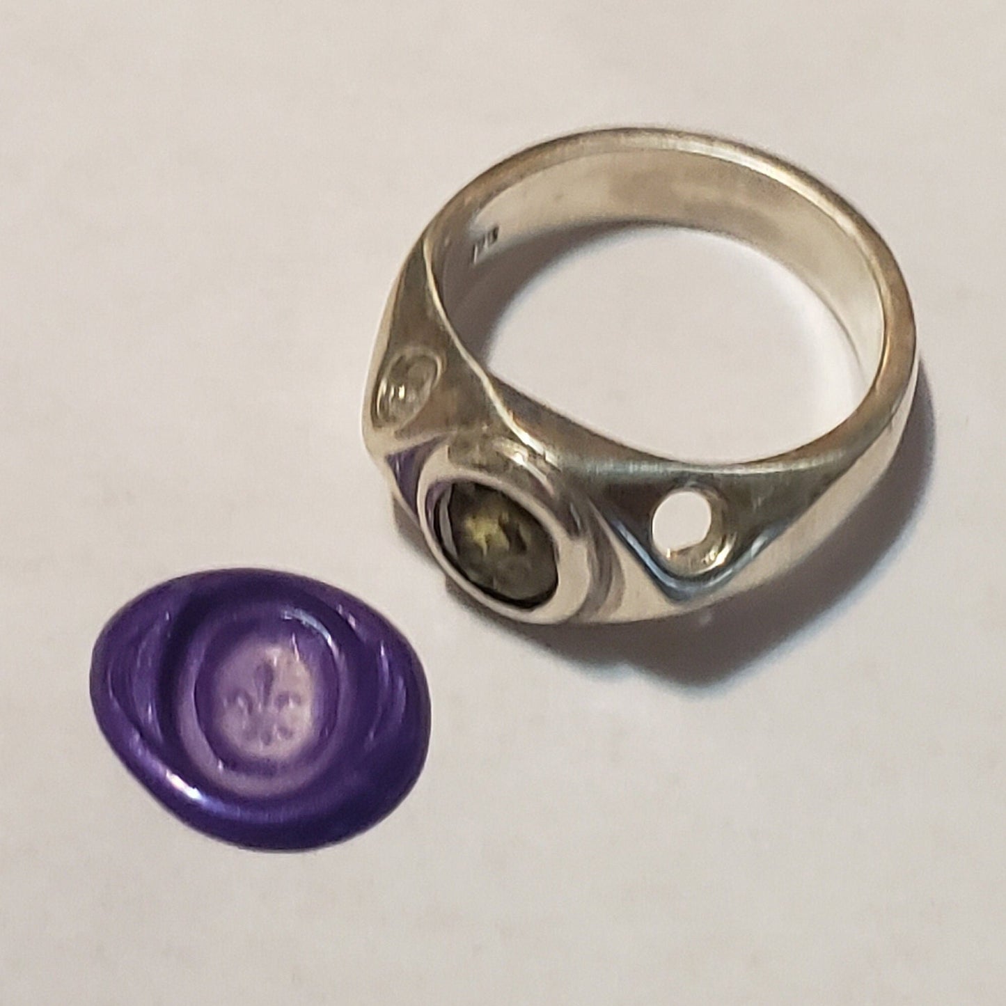 fleur-de-lis intaglio sphene silver ring