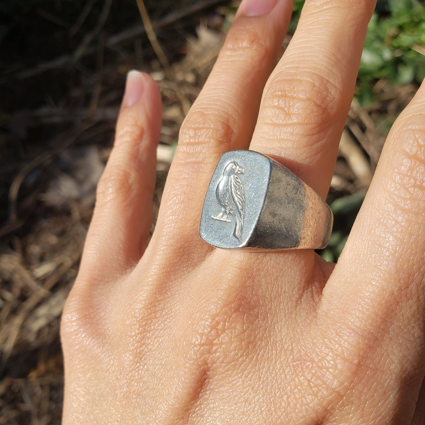 Raven wax seal signet ring