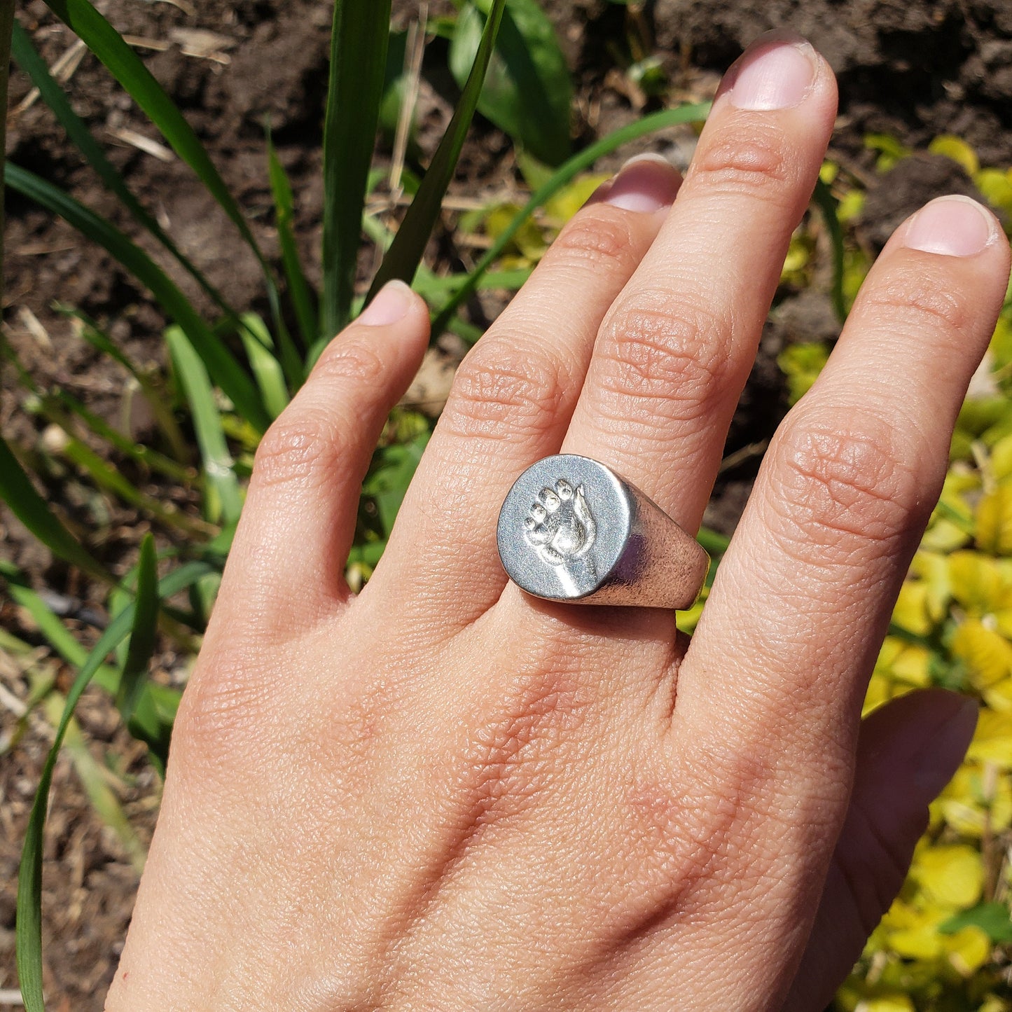 Heart in hand wax seal signet ring