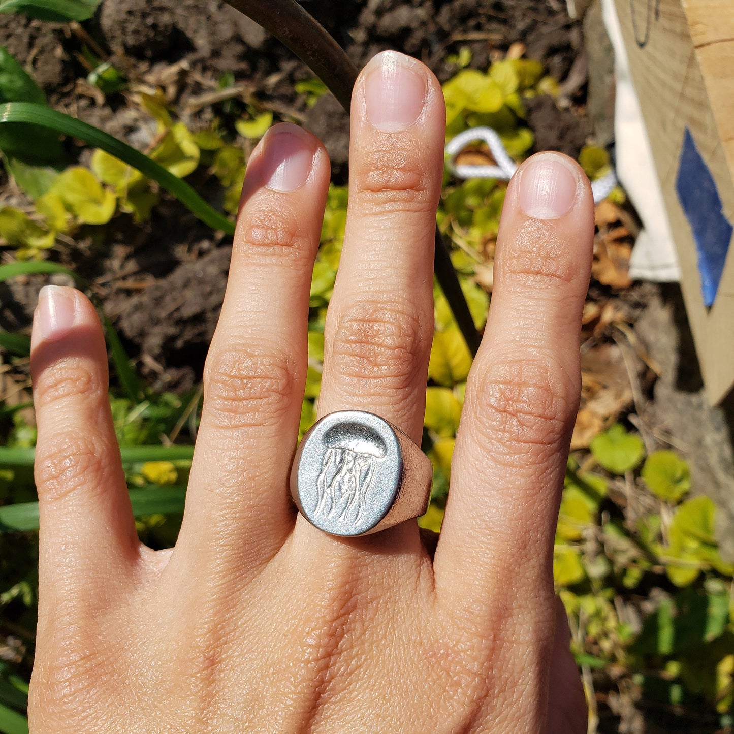 Jellyfish wax seal signet ring