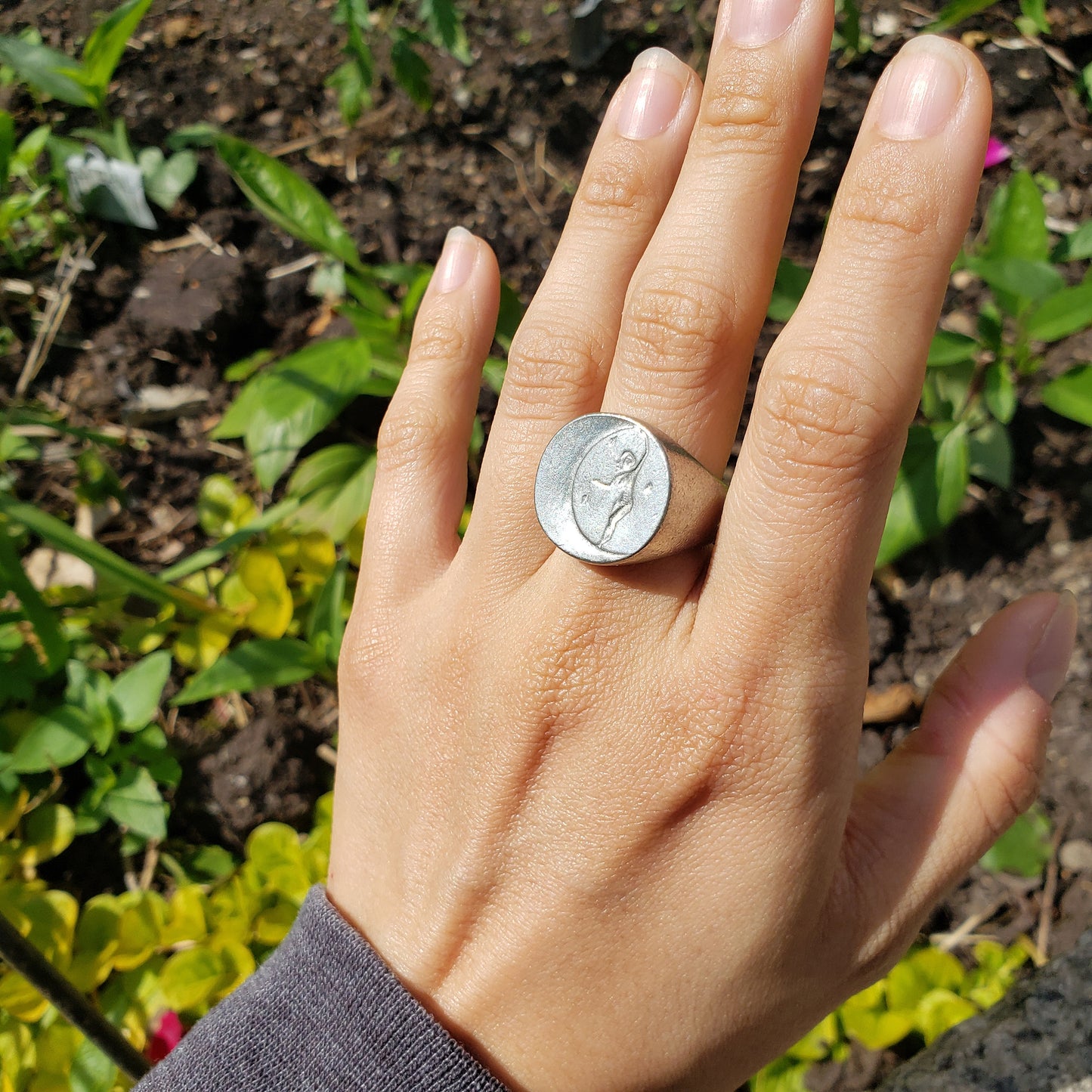 Moon dance wax seal signet ring