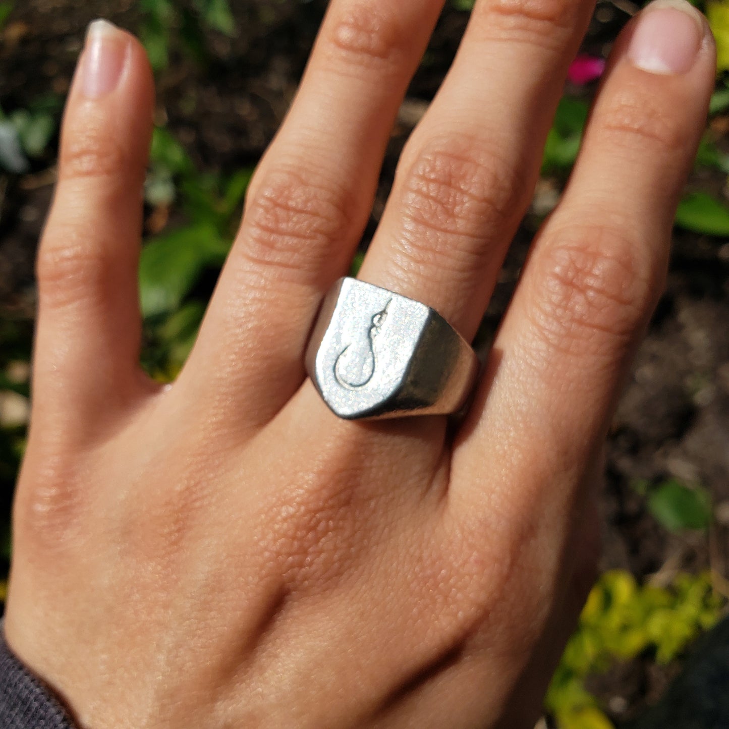 fish hook wax seal signet ring