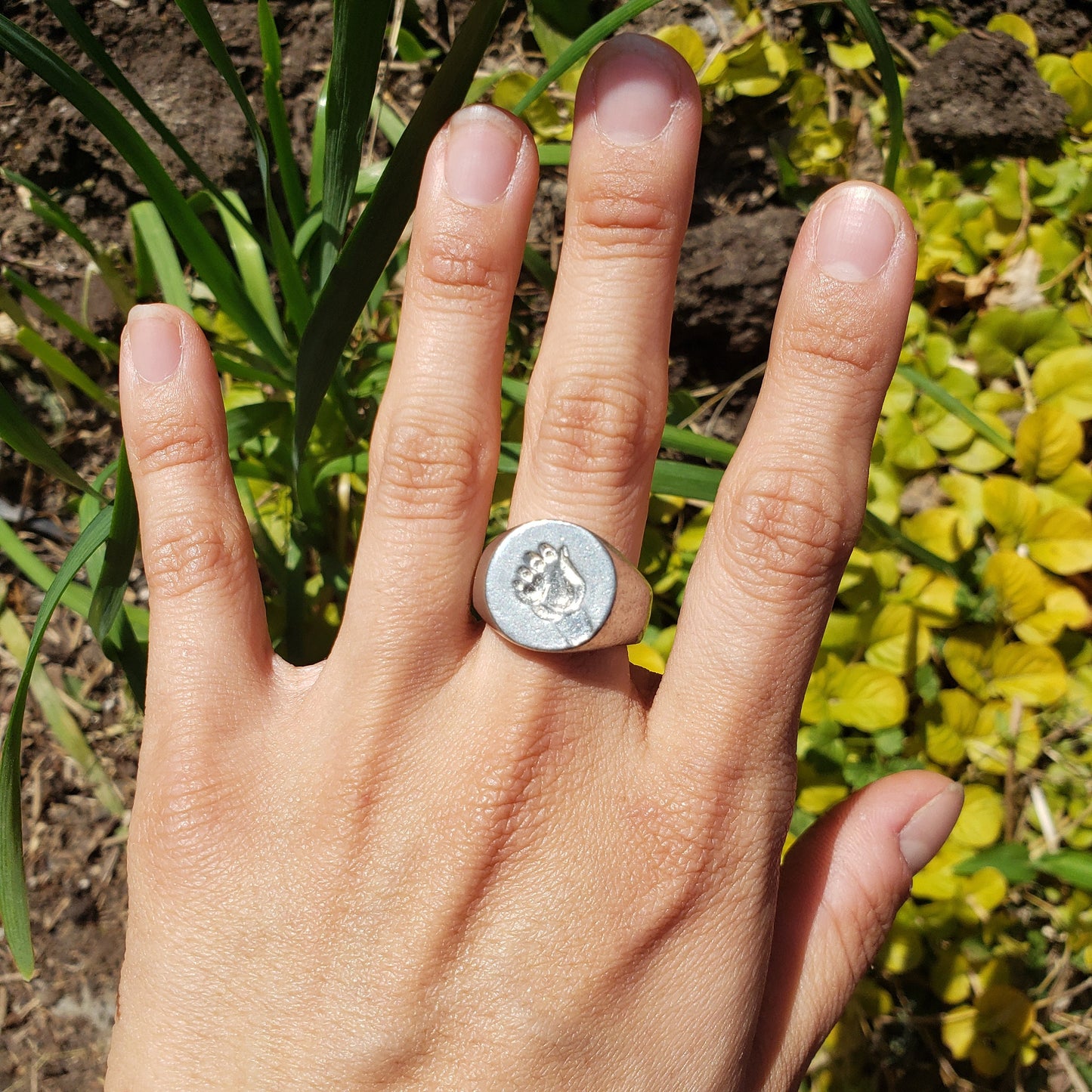 Heart in hand wax seal signet ring