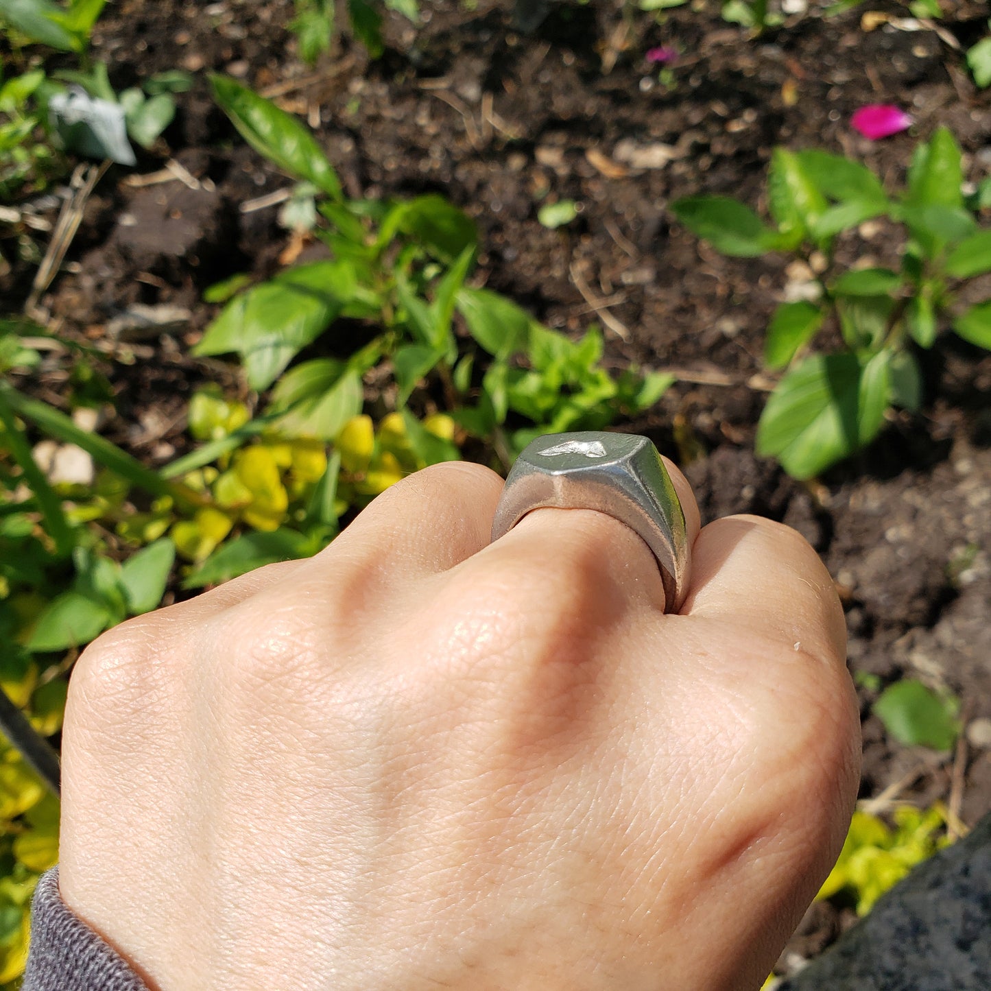 Lip biting wax seal signet ring