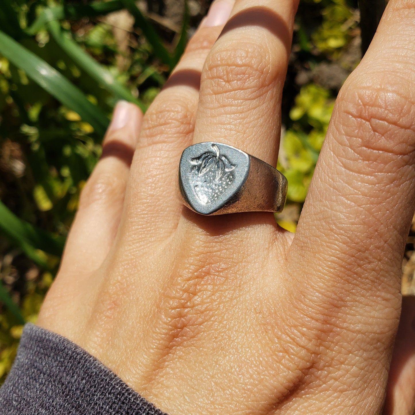 Strawberry wax seal signet ring