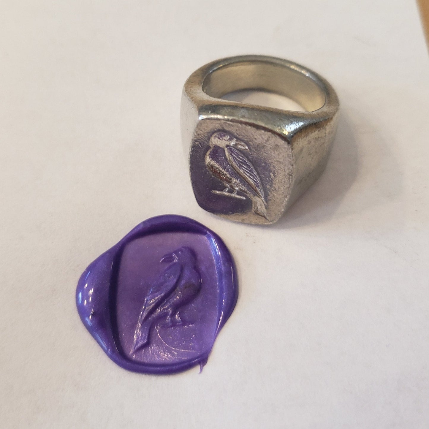 Raven wax seal signet ring