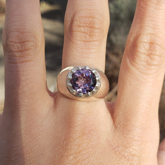 Amethyst strawberry silver ring