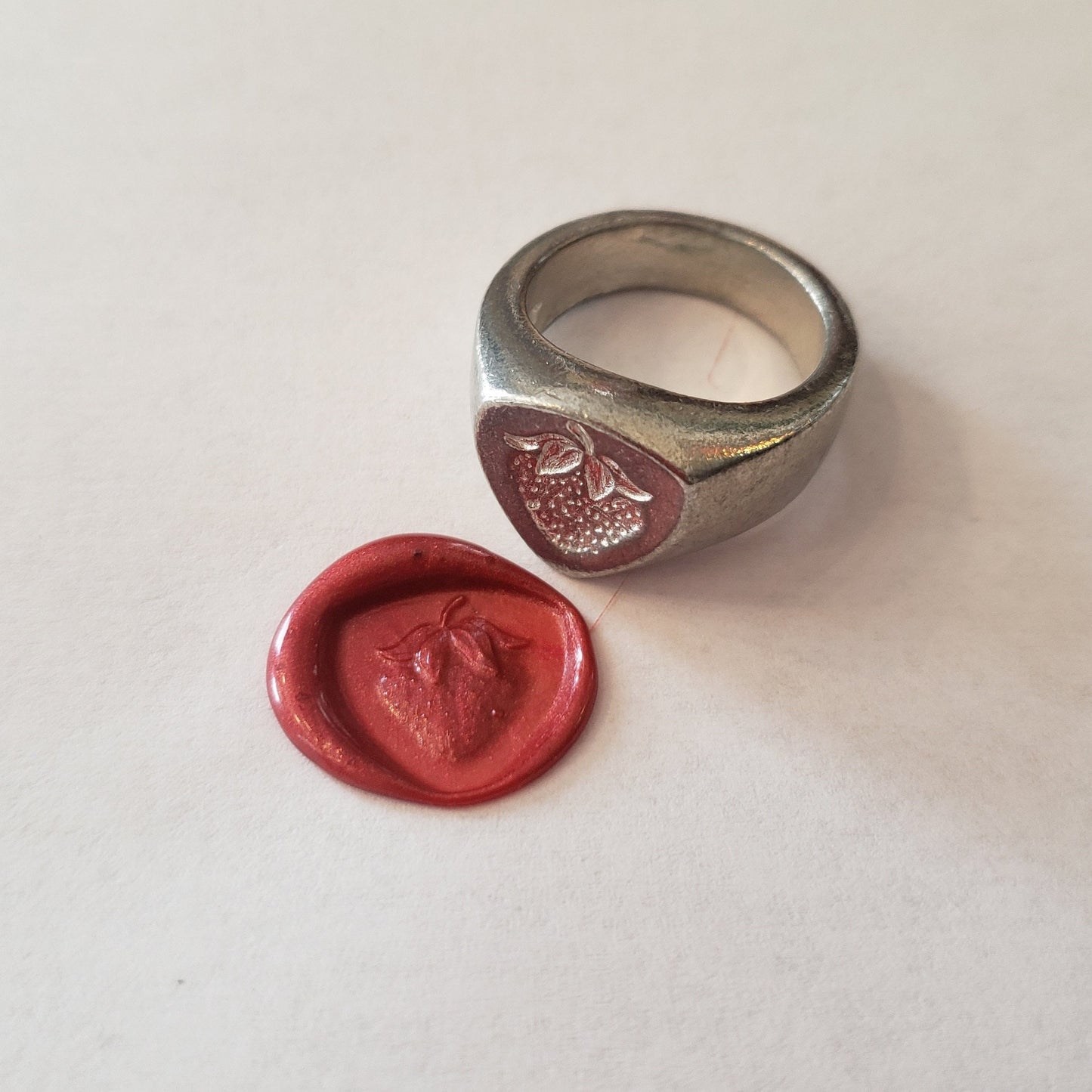 Strawberry wax seal signet ring