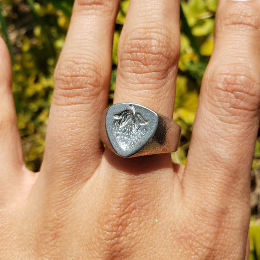 Strawberry wax seal signet ring