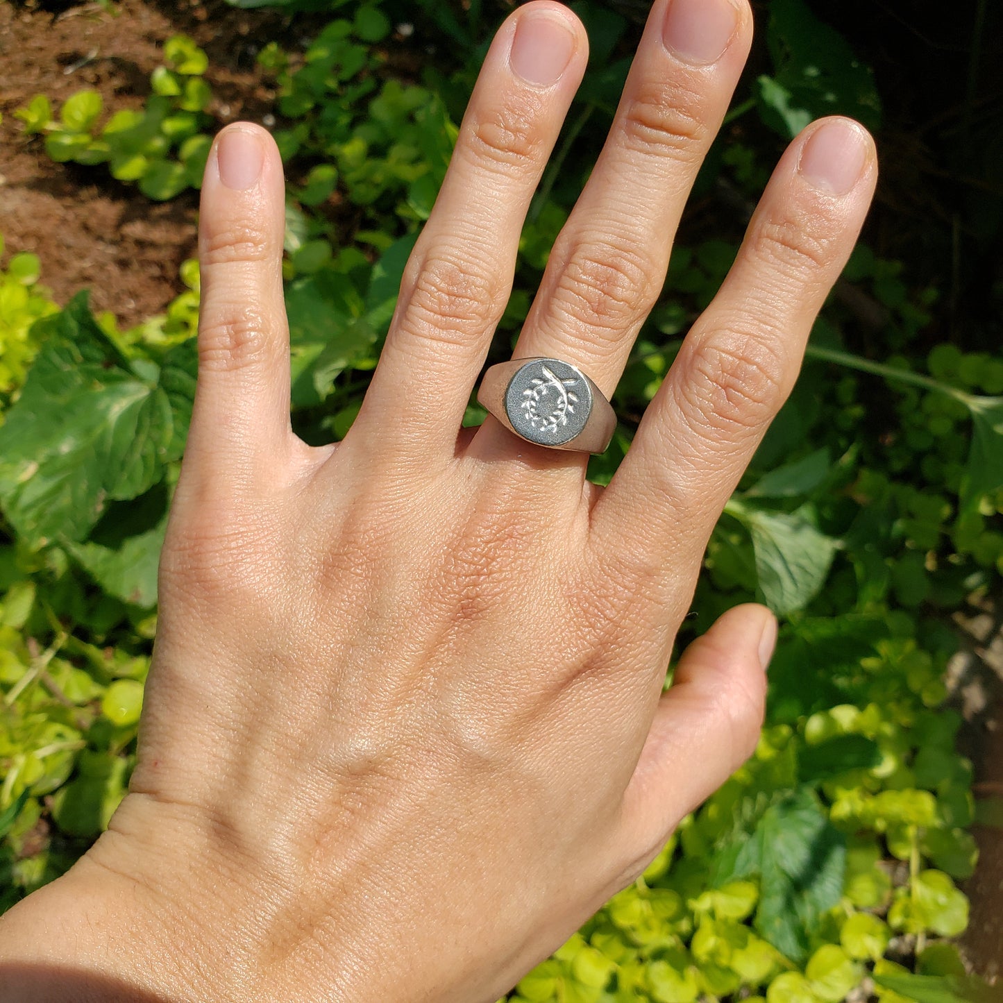 Laurel wreath wax seal signet ring