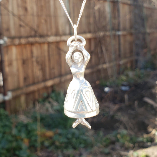 Dancer bell silver necklace
