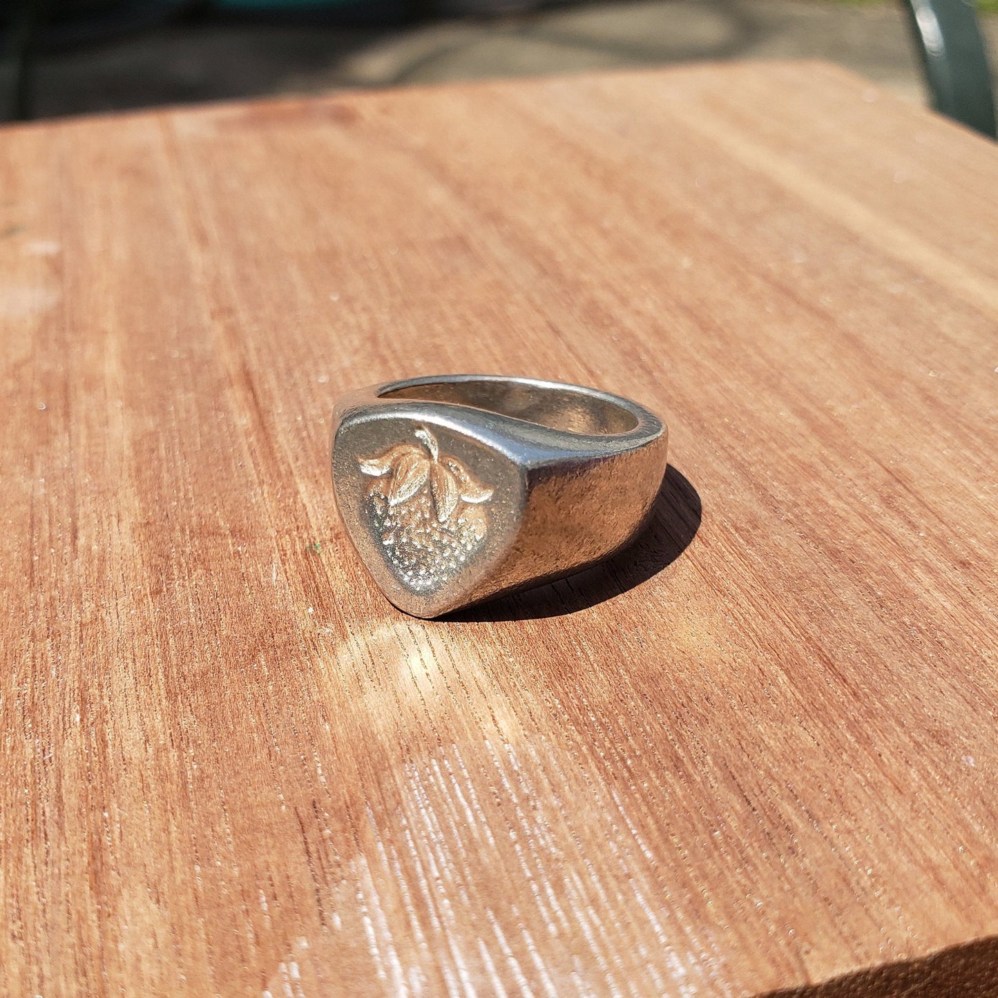 Strawberry wax seal signet ring