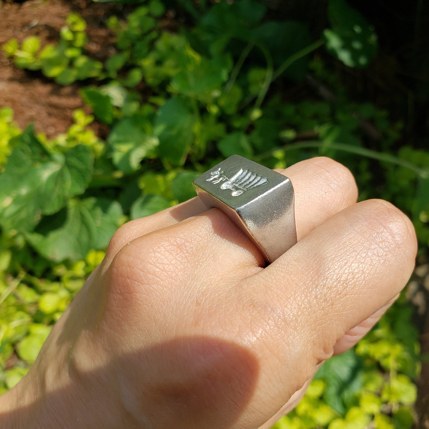 Covered wagon wax seal signet ring