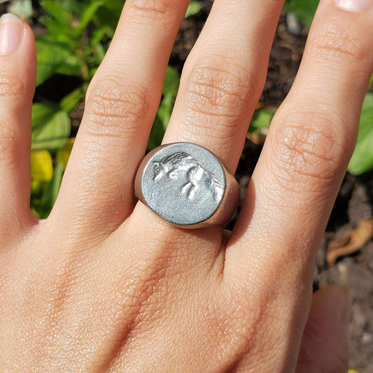 mousing fox wax seal signet ring