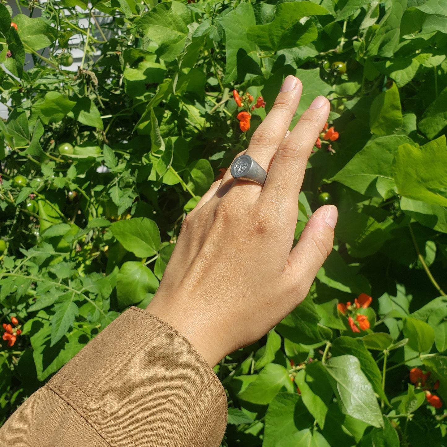 Alien face wax seal signet ring