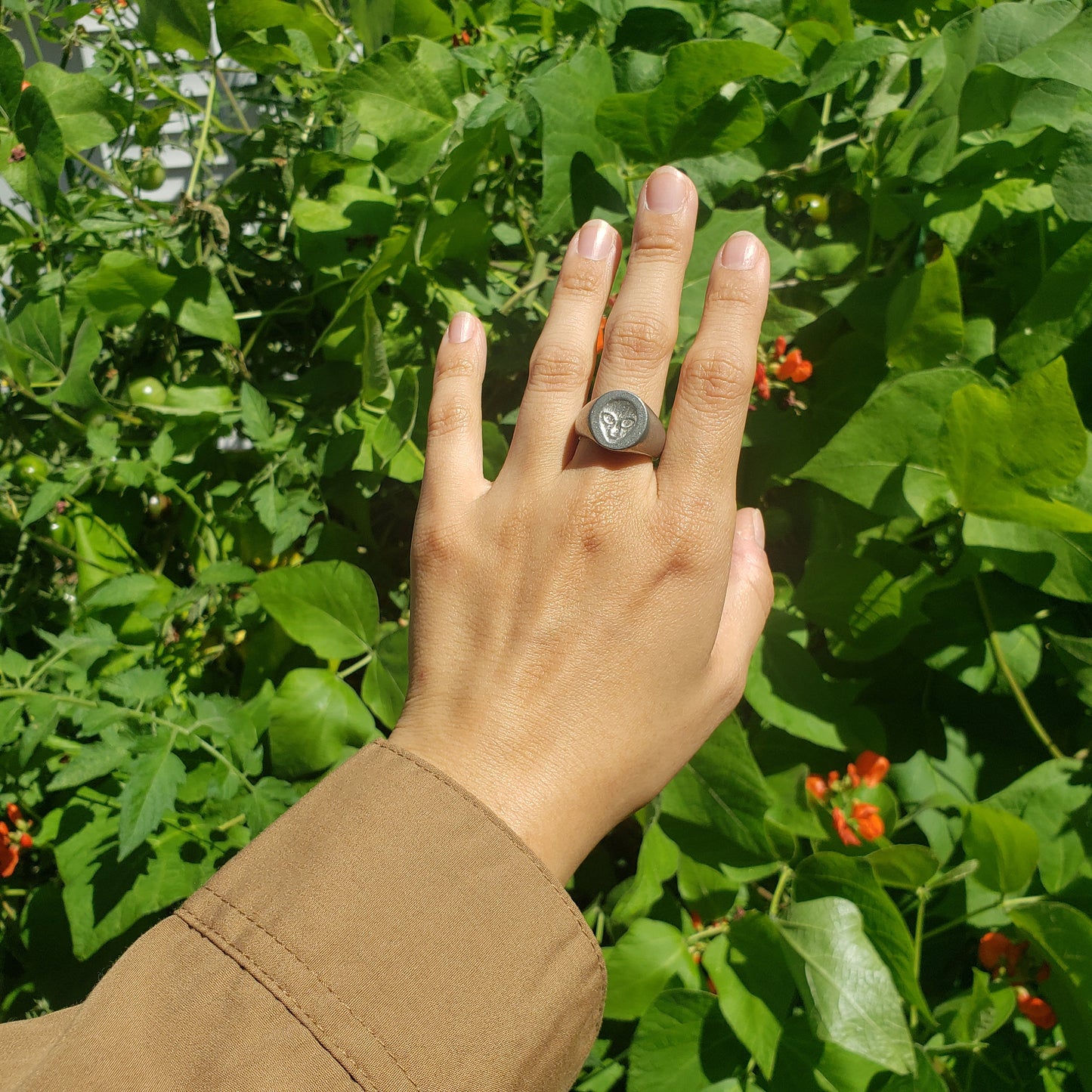 Alien face wax seal signet ring