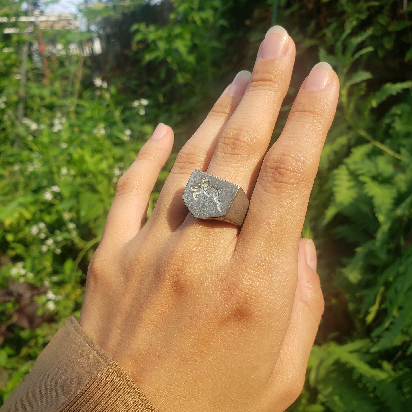 Bunny riding wax seal signet ring