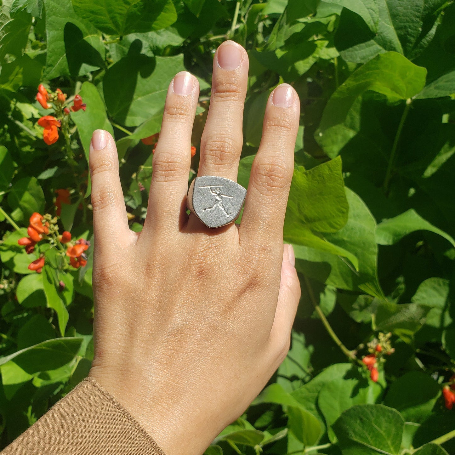 Javelin throw wax seal signet ring