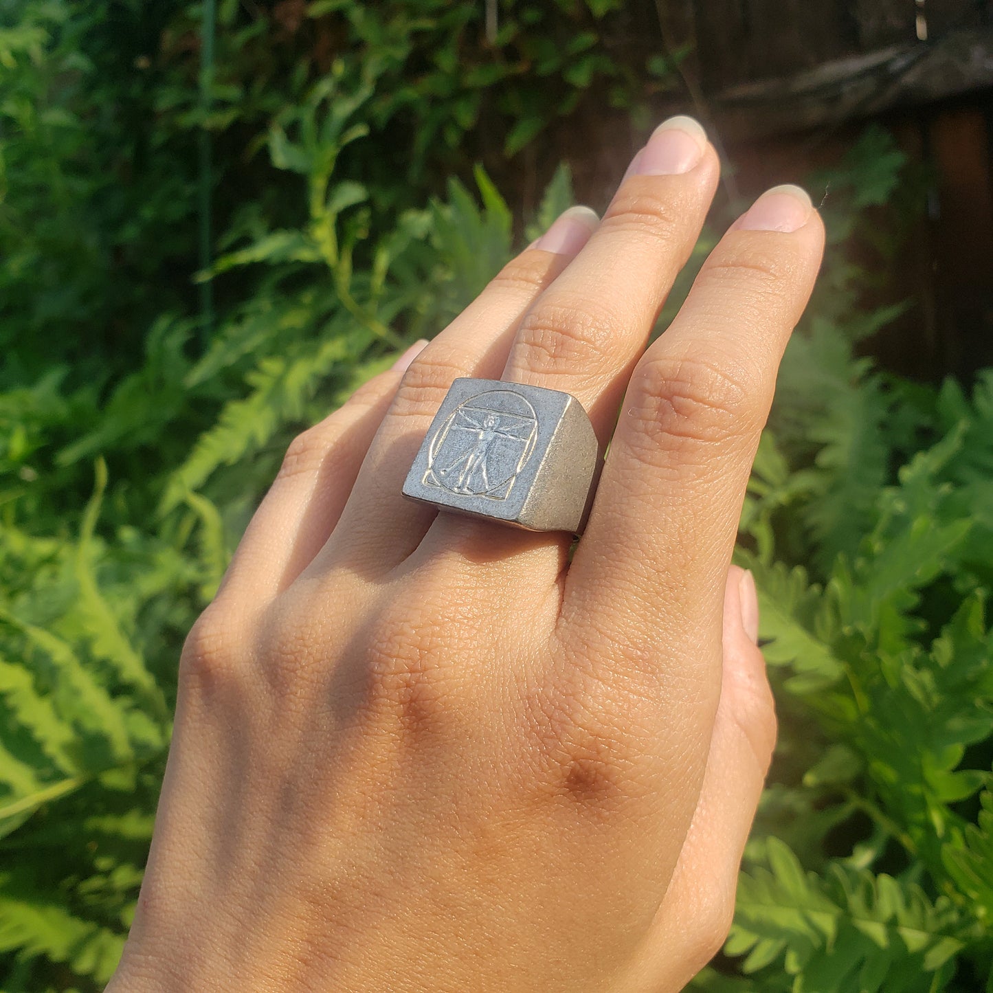 Vitruvian man wax seal signet ring