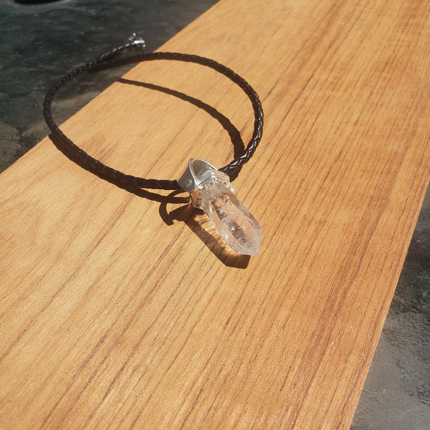 Raw crystal foot pendant