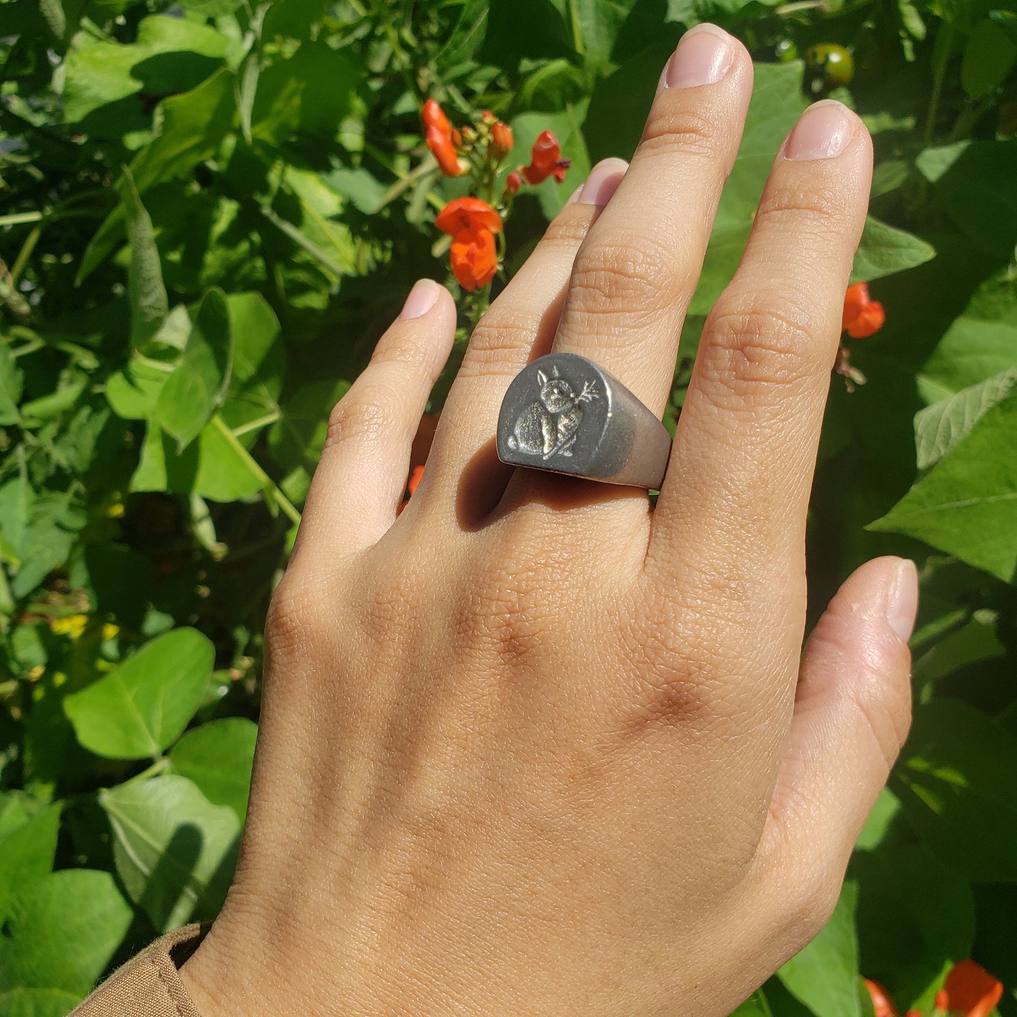 Carrot bunny wax seal signet ring