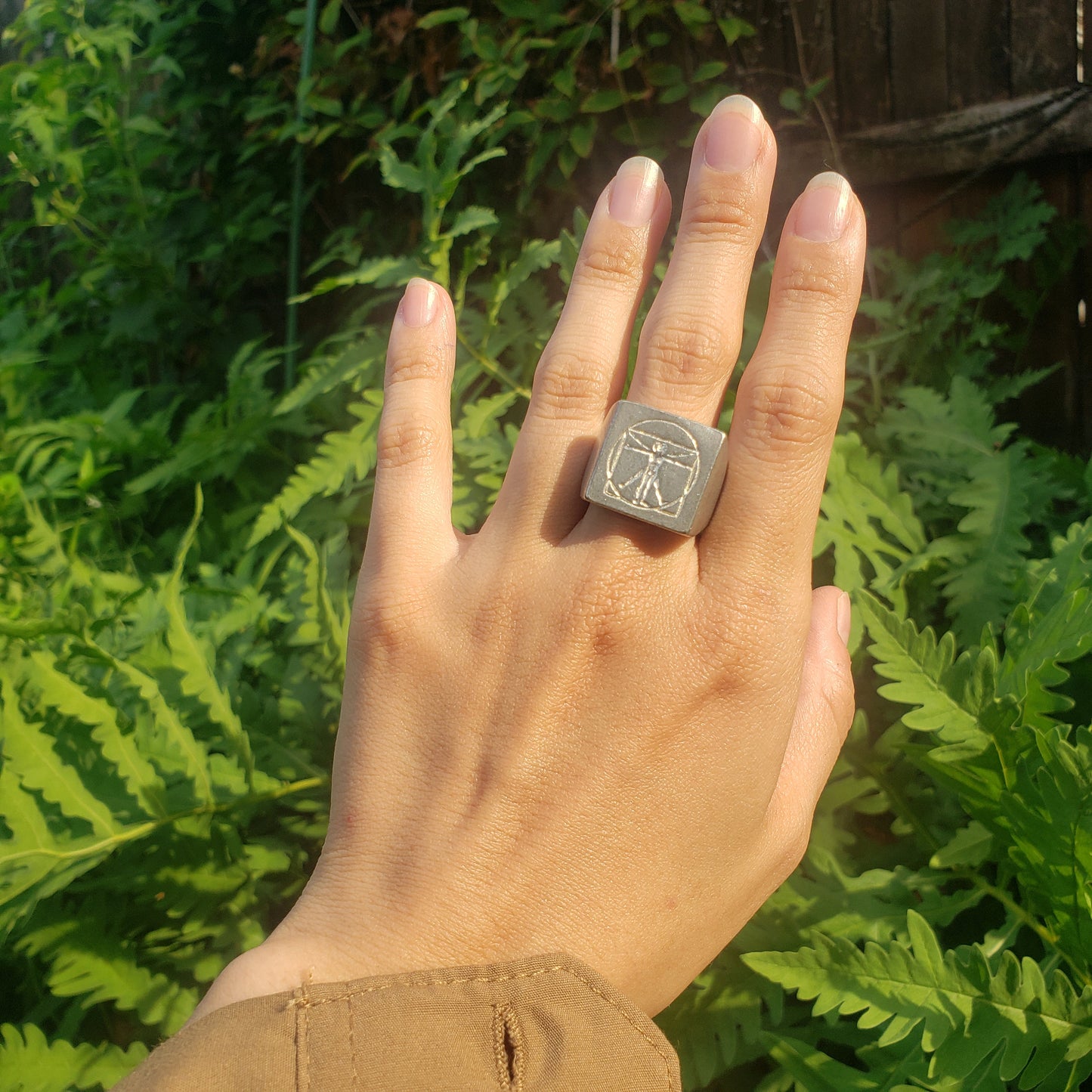 Vitruvian man wax seal signet ring