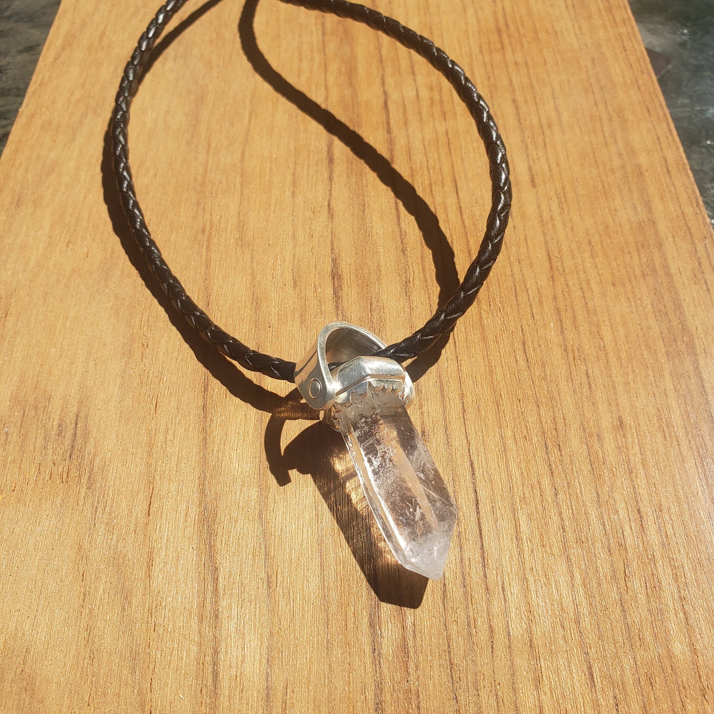 Raw crystal foot pendant